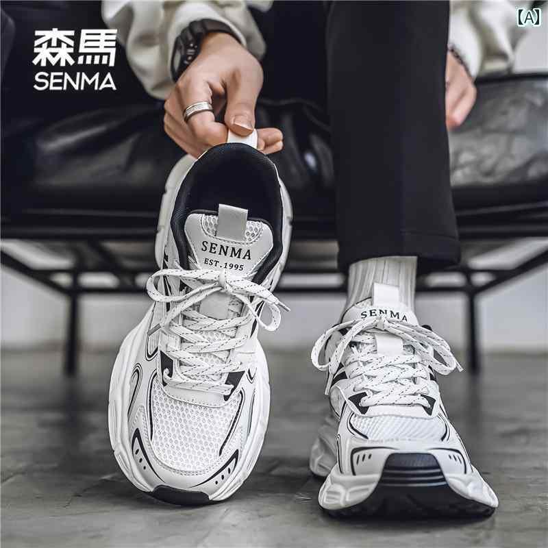 メンズ 白靴 スニーカー セミール メンズシューズ 2025年 スポーツ カジュアル シューズ メンズ 万能 身長 アップ ダッド