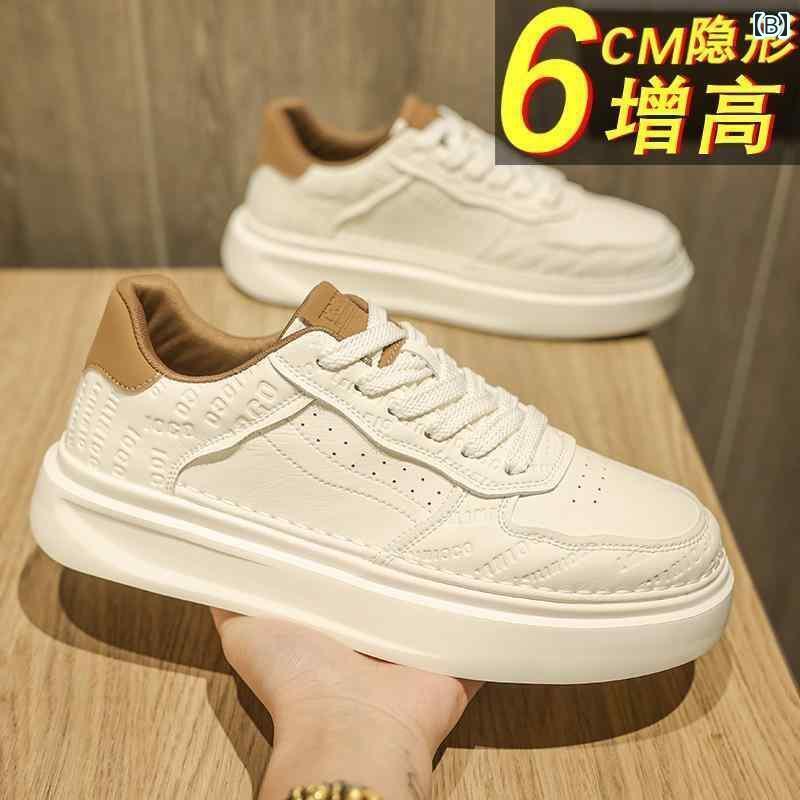 メンズ 白靴 スニーカー 男性用 ホワイト シューズ 2025夏 通気性に 優れ で 仕事や レジャーにも 使える マックイーン 厚底で 高さの ある スポーツ