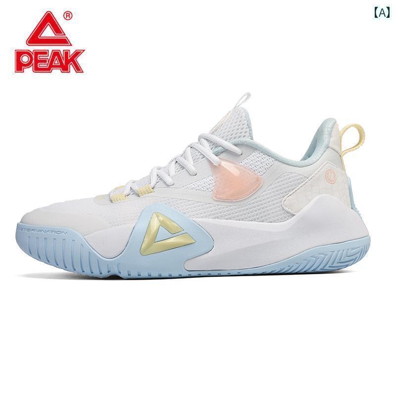 メンズ 白靴 スニーカー ピーク メンズシューズ ホワイト 春夏 バスケットボール シューズ メンズ スポーツ メッシュ 通気性 衝撃 吸収 内野 プロ