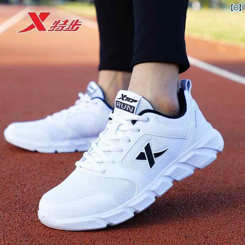 メンズ 白靴 スニーカー Xtep メンズ ランニング シューズ 2025 夏 メッシュ 通気性 カジュアル 本格 スポーツ