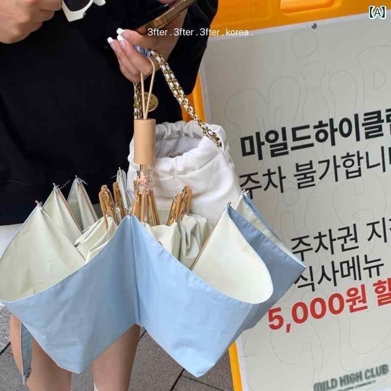 折り畳み式　傘 傘 骨 布を 強化 する | ク ミルク ブルー 夏用 サンシェード カラー グルー 折りたた..