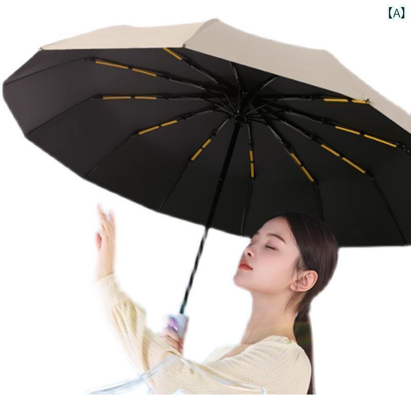 折り畳み式　傘 全自動 ダブル 24本 骨 大型 傘 折りたたみ 晴 雨 兼用 日傘 日焼け防止 紫外線 防止