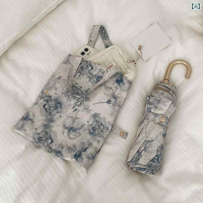 折り畳み式　傘 高 見え ヘイズブルー フック 折りたたみ 日傘 女性用 日焼け防止 UV カット 晴 雨 兼用 傘