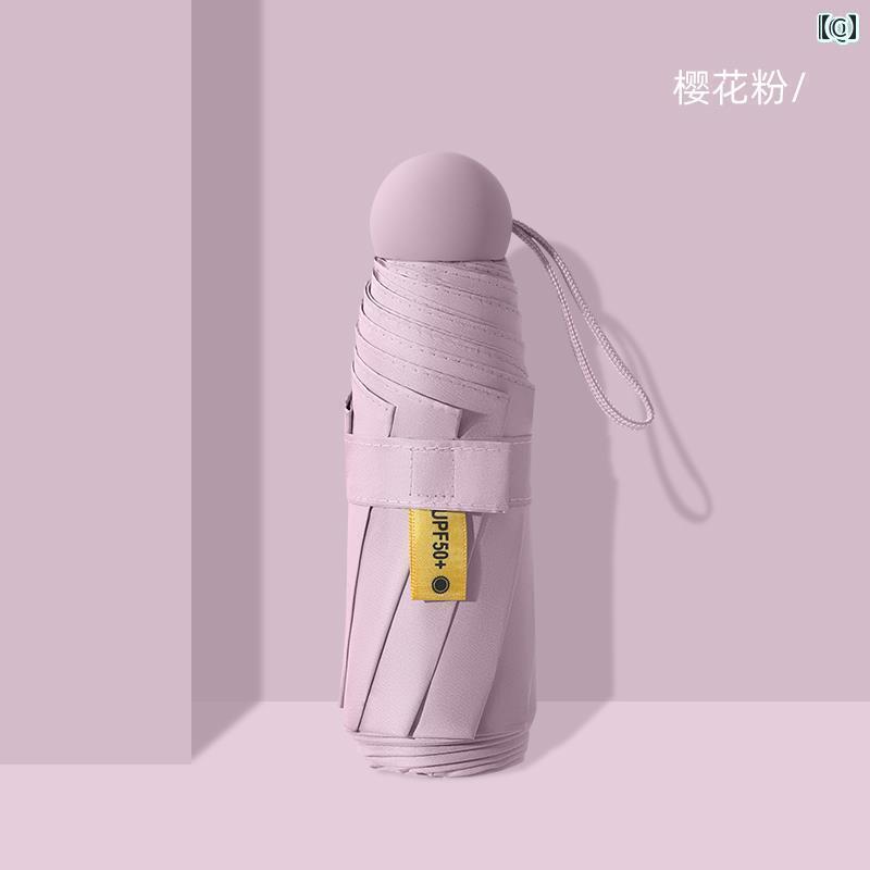 折り畳み式　傘 兼用 ポケット カプセル 傘 UV カット 日よけ 晴 雨 小型 五つ 折り 女性用 高級