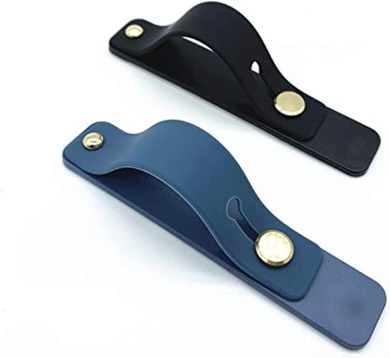 2枚セット 黒×ブルー おしゃれ かわいい シリコン コンパクト 全機種対応 落下防止スライドベルト スマホバンド スマホリング スマホスタンド