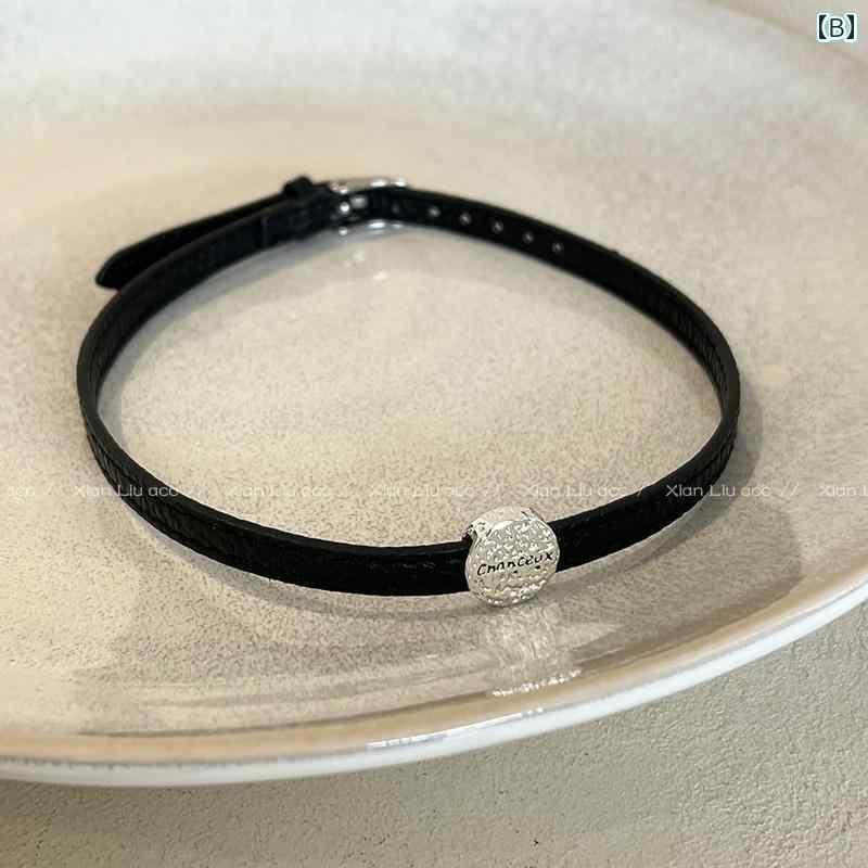 ネック ストラップ アクセサリー ブラックレザー ロープ ネックレス 2025年 鎖骨 チェーン 個性的 韓国 レディース ネック ストラップ