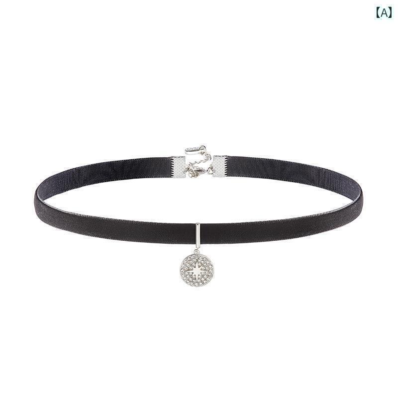 ネック ストラップ アクセサリー 【 于 文 文同 型】 GOOGMO レトロ 八 芒 星 鎖骨 チェーン レディース ネック ストラップ ベルベット ダーク チョーカー