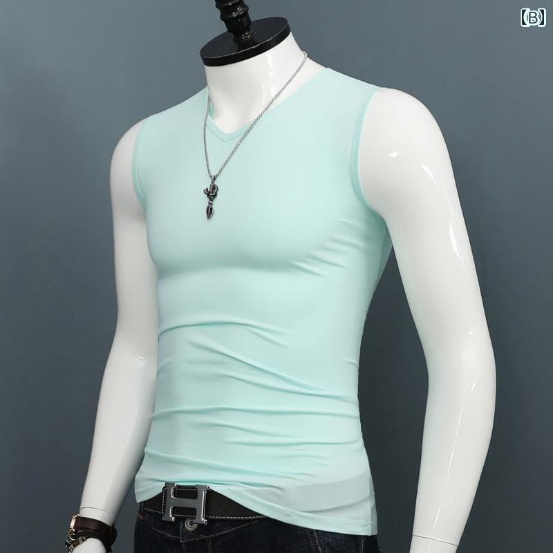 バスケットボール ウェア メンズ メンズ 夏用 ノースリーブ Vネック ベスト 綿 スリム ウエスト コート..