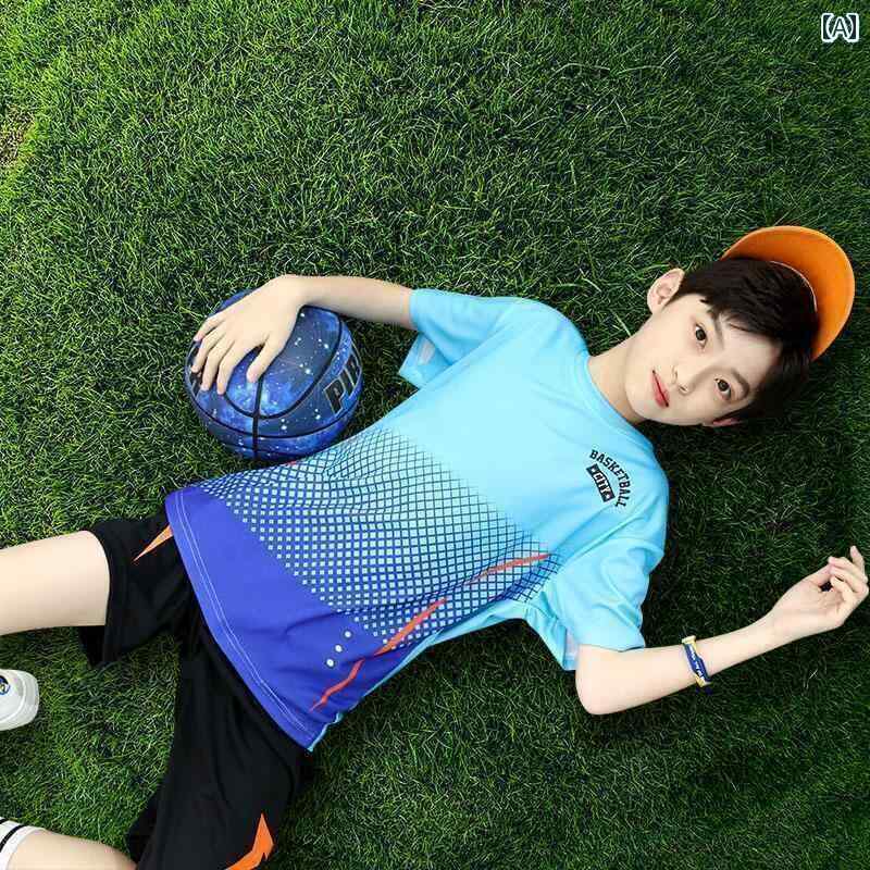 バスケットボール ウェア メンズ 子供用 バスケットボール スーツ サマー 男の子用 スポーツウェア M サイズと L サイズ 半袖 2点 セット トレーニング 速乾 服