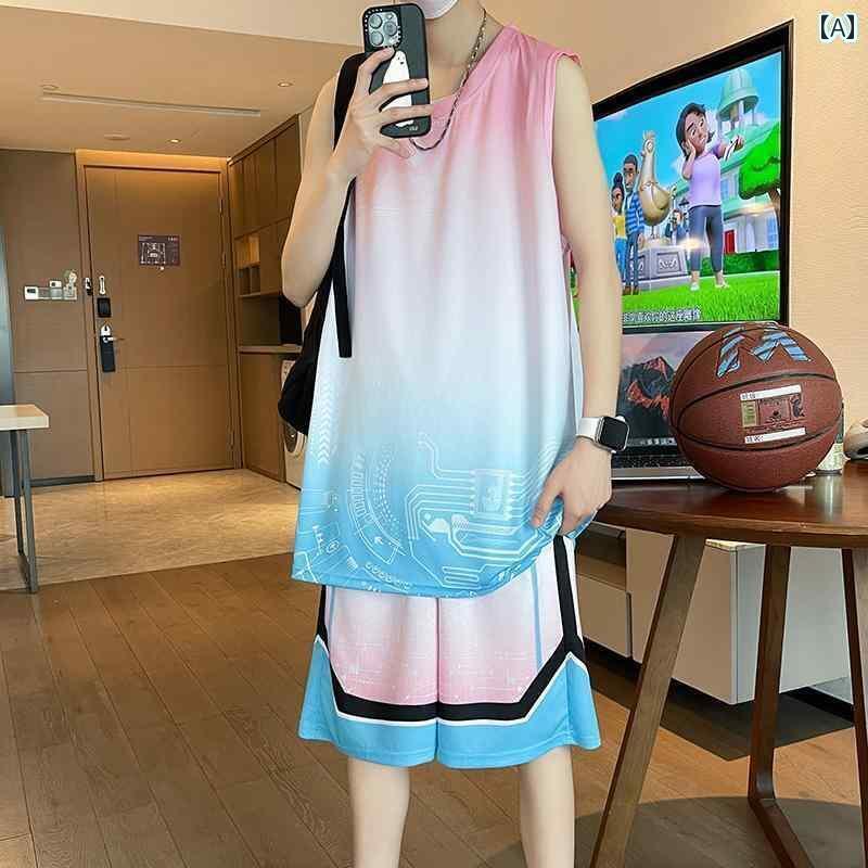 バスケットボール ウェア メンズ 大きい 子供用の 男子 バスケットボール ユニフォーム スーツ 速乾の 冷感 競技 トレーニング 中学生用 ベスト ジャージ