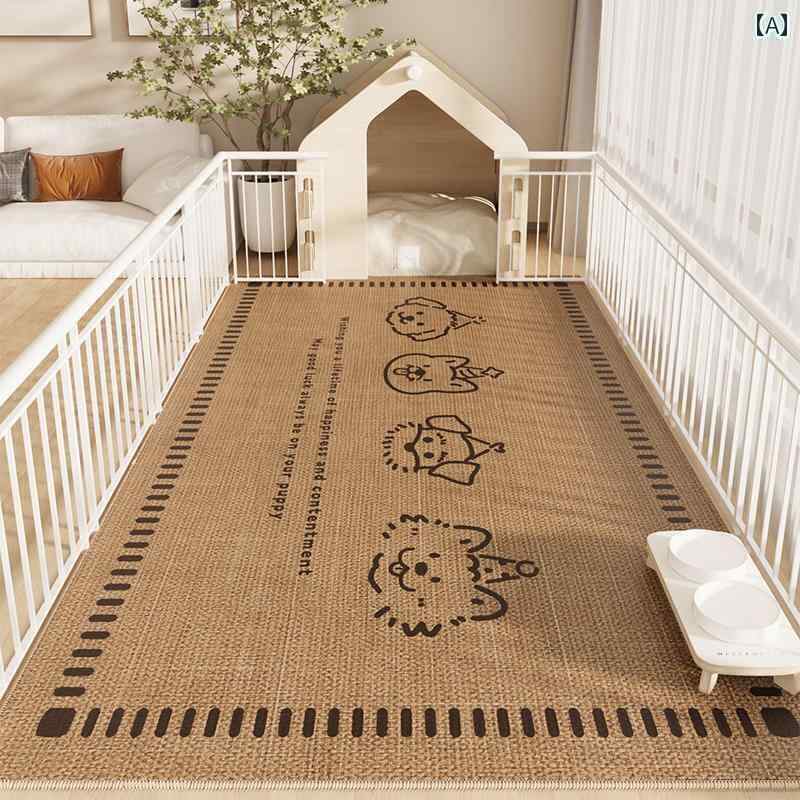 ペット用マット フェイク リネン ペット フロア マット 防水 防 尿 犬 飼育用 特殊 猫 プレースマット フェンス カー 滑り止め ケージ