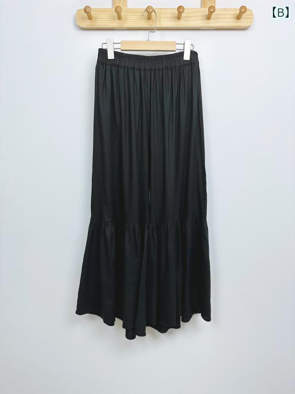 パンツドレス レディース 綿 リネンの ベルボトム型 パンツ 重ね 着用 ドレス ローブ ウエスト 64120 長さ 92 シャンジュ アート