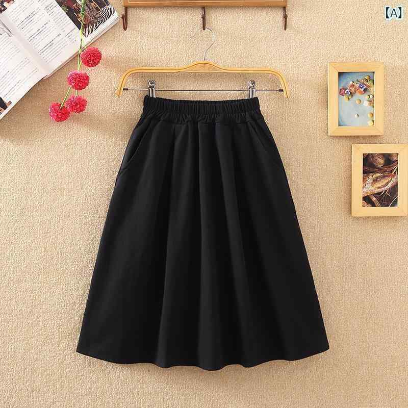 パンツドレス レディース 2025 春 無地 大振り アート ボタン ポケット 綿 ミドル 丈 aライン スカート..