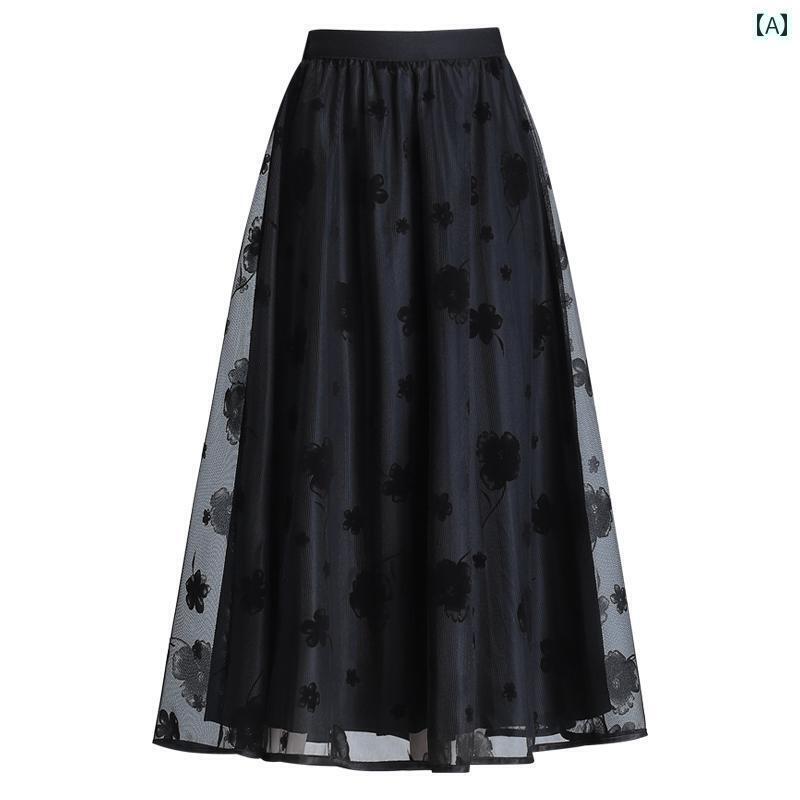 パンツドレス レディース Jiuzi メッシュ スカート レディース 2025夏 ジャカード ハイウエスト ヒップ..