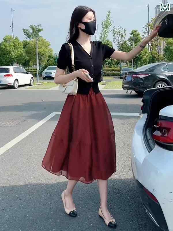 パンツドレス レディース オー ガンザ スカート レディース 2025 夏 スタイル メッシュ ハイウエスト aライン アンブレラ プチ ロング