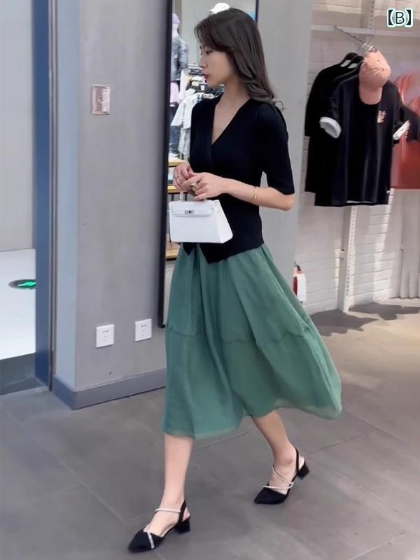 パンツドレス レディース オー ガンザ スカート レディース 2025 夏 スタイル メッシュ ハイウエスト aライン アンブレラ プチ ロング