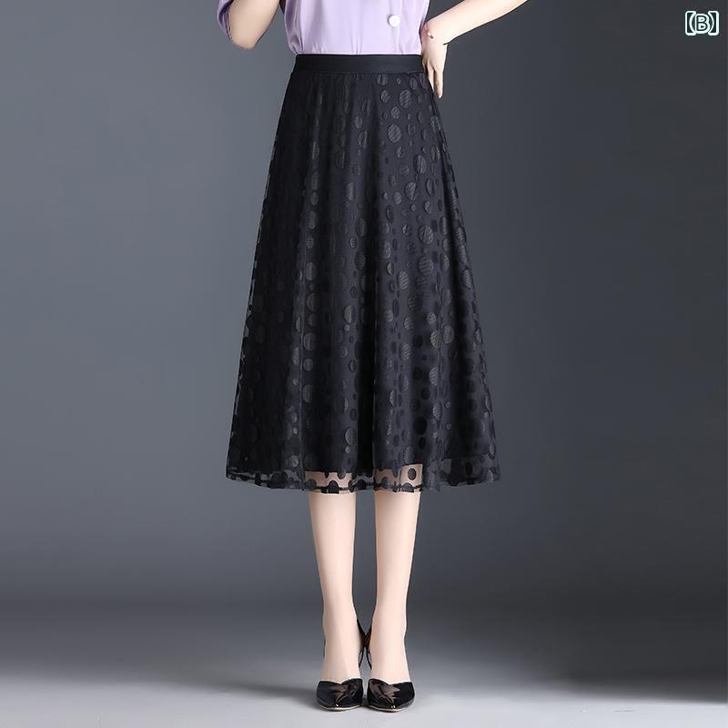 パンツドレス レディース 黒のオー ガンザ スカート レディース 夏の ガーゼ 小さい ロング メッシュ ..