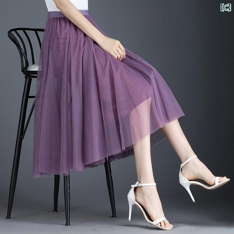 パンツドレス レディース 小柄な 女の子 メッシュ スカート パープルの aライン フェアリー ビッグ スイング ダンス スリム ロング スクエアダンス
