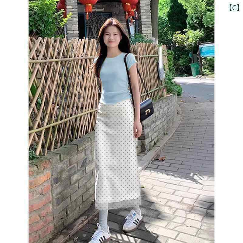 パンツドレス レディース ホワイト 水玉 スカート ロング レディース 2025 夏 小柄な 洋 ナシ型 ヒップ カバー aライン