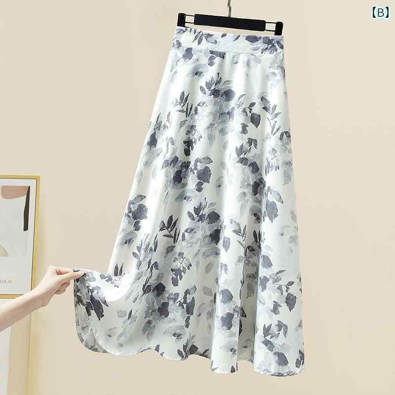 パンツドレス レディース アウトレット Gedi カット ラベル テール グッズ ハイウエスト シフォンスカート スイート フローラル スリム ミディ スカート