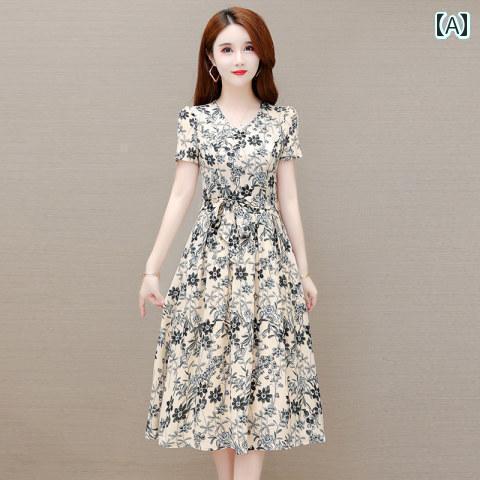 パンツドレス レディース シンプルで エレガントな 高級 冷感 ドレス 2025 夏の プリント スリム 半袖 ..