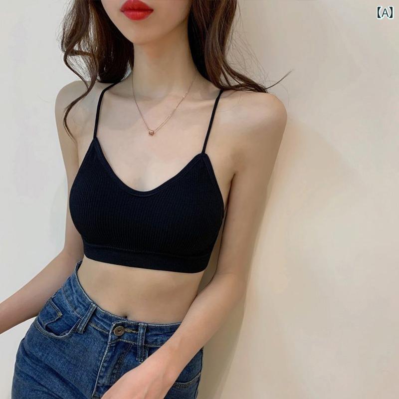 インナー 女性用 パッド入り 胸元 小さめ キャミソール 2025夏 ホット スタイル ブラ オール イン ワン 下着 魅惑的 クロス バック トップ