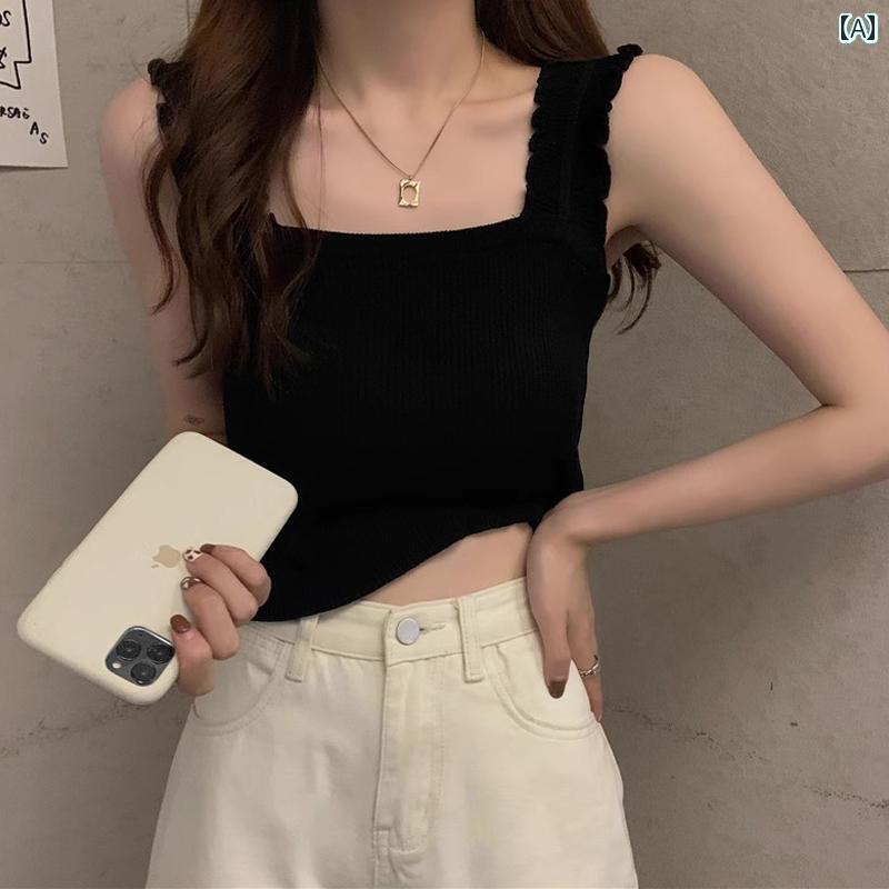 インナー ブラック 冷感 ニットキャミソール スモール ベスト レディース 2025夏服 スリム ワイド ショ..