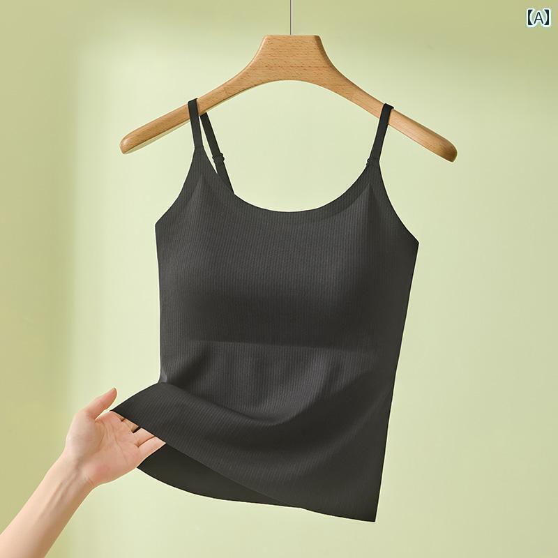 インナー 胸 パッドと 美しい バックブラを 備えた 女性用 キャミソール ベスト。 ベースウェアは 大きめ サイズ。 太めの mm 200ポンド。 白の 夏用 アウトドアウェア。