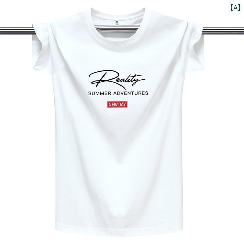 メンズ おしゃれ スウェット セット 夏の 半袖 Tシャツ メンズ ラウンドネック 綿 ゆったり 大きいサイズ スポーツ カジュアル レイヤリング シャツ トップ T