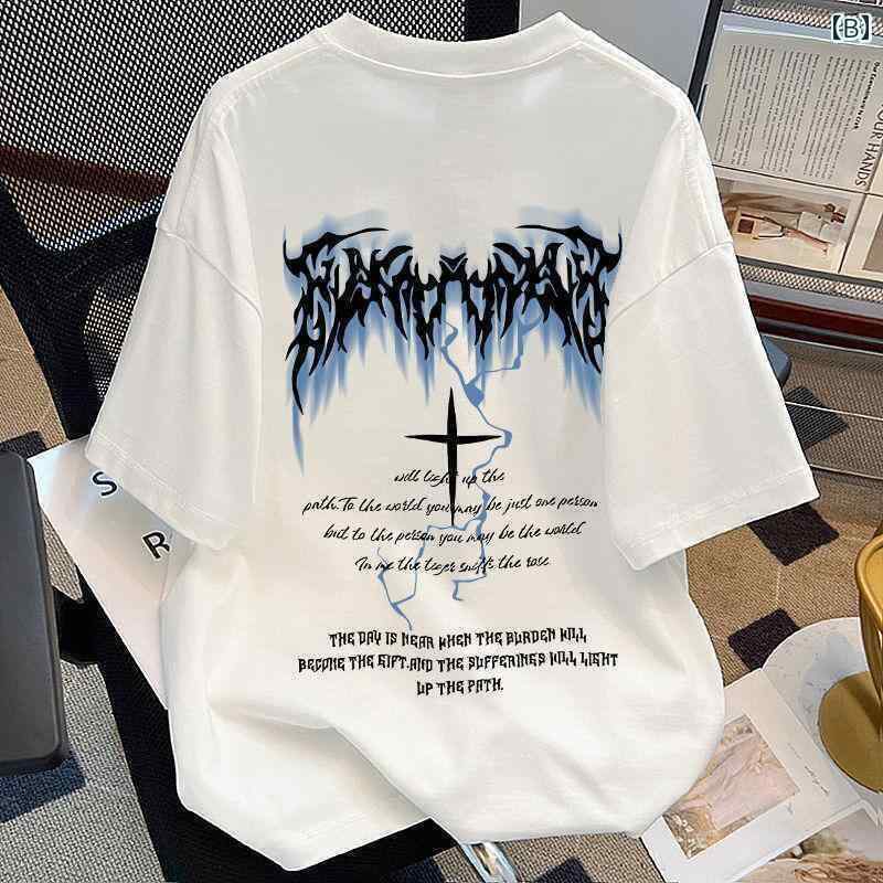 メンズ おしゃれ スウェット セット アメリカン ストリートの 稲妻 プリント 半袖 Tシャツ 男女兼用 夏..