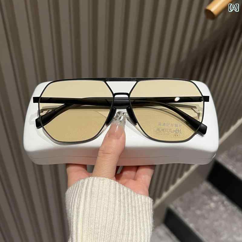 メンズ 偏光 サングラス 男性用 ナイロン 偏光 サングラス 高級 運転 用 防 眩 メガネ 昼夜 兼用 カラー チェンジ 多角形