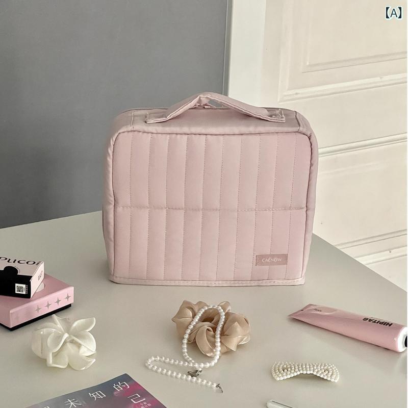 化粧 品 ポーチ バッグ 韓国 ピンクの ペン ケース 化粧 品 袋大容量 収納袋 縦型 出張 旅行 仕切り 携帯用 バッグ