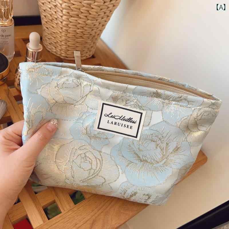 化粧 品 ポーチ バッグ 輝く ゴールド ローズ コスメティック バッグ 女性用 ポータブル大容量 トイレタリー アウト 収納 高級 機内 持ち込み新 スタイル