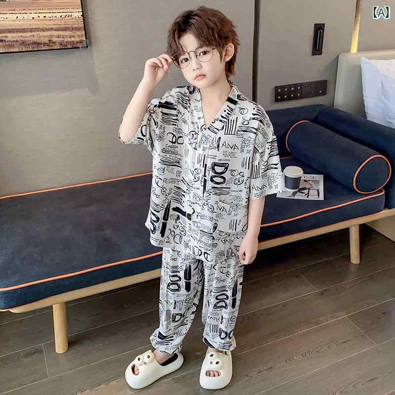 子供用 パジャマ 春秋 子供用 コットン パジャマ 男の子 ビッグ キッズ 夏用 エアコン 付き 家庭 着 落..