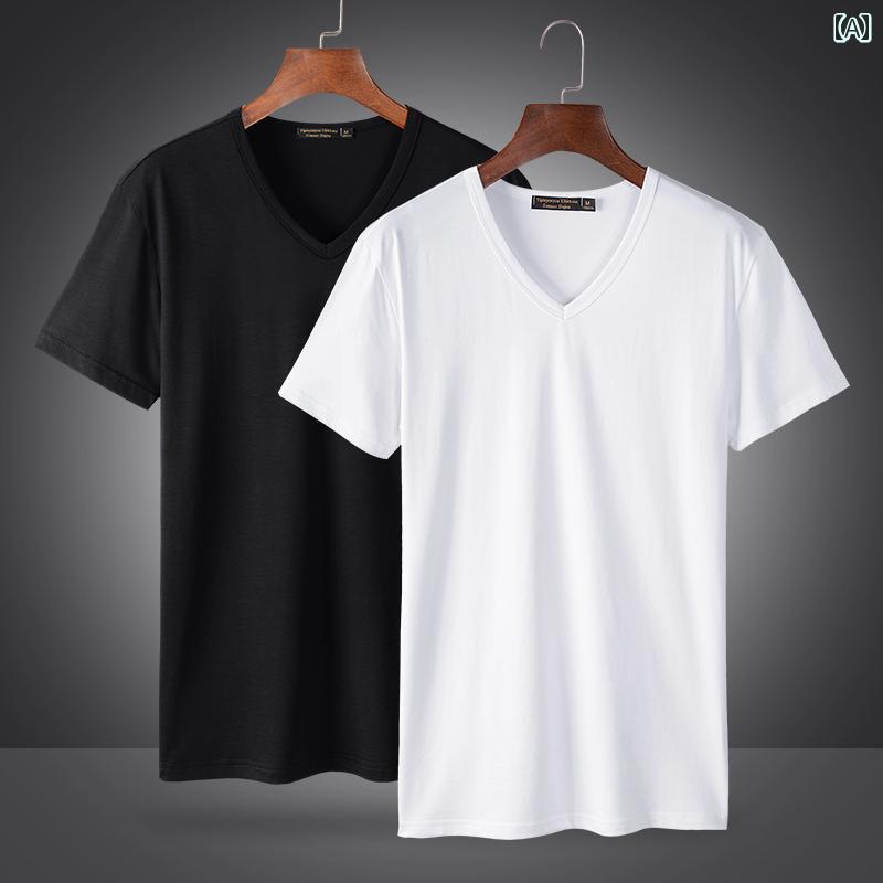 Tシャツ 無地 2枚 セット】 7 A 抗菌 モダール Vネック アイス フィール 半袖 Tシャツ メンズ レイヤリ..