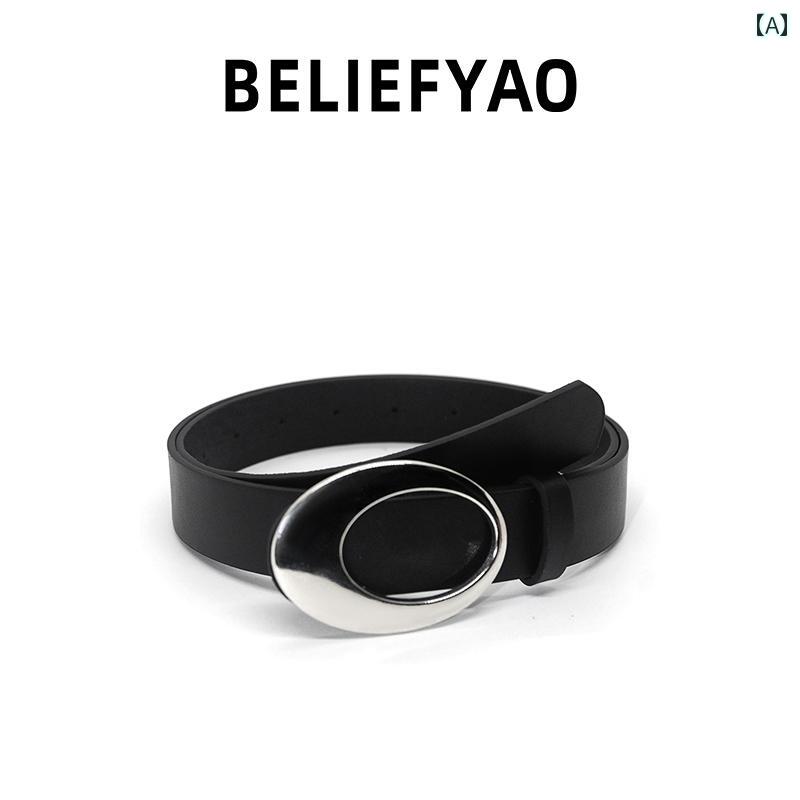 レディースレザー ベルト BELIEFYAO ベルト メンズと レディースの センス クリーン フィット