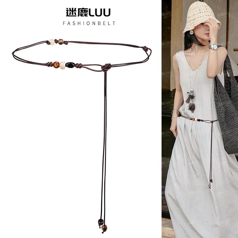 レディースレザー ベルト ウエスト チェーン アクセサリー レディース 編み ベルト 装飾 ドレス ボヘミアン スタイル ロープ ハイエンド レトロ