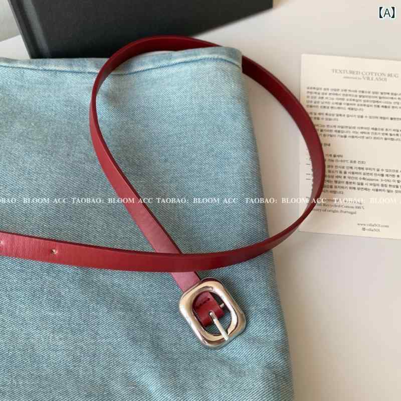 レディースレザー ベルト 精巧 レディース 細い ベルト シンプル レトロ スクエア ピン バックルの 小..