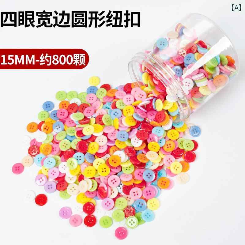 DIY パッチワーク 幼稚園 児の 創造的な ボタンの 絵 DIY 材料 パッケージ カラフルな 樹脂 ボタン ラウンド ステッカー 絵画 装飾
