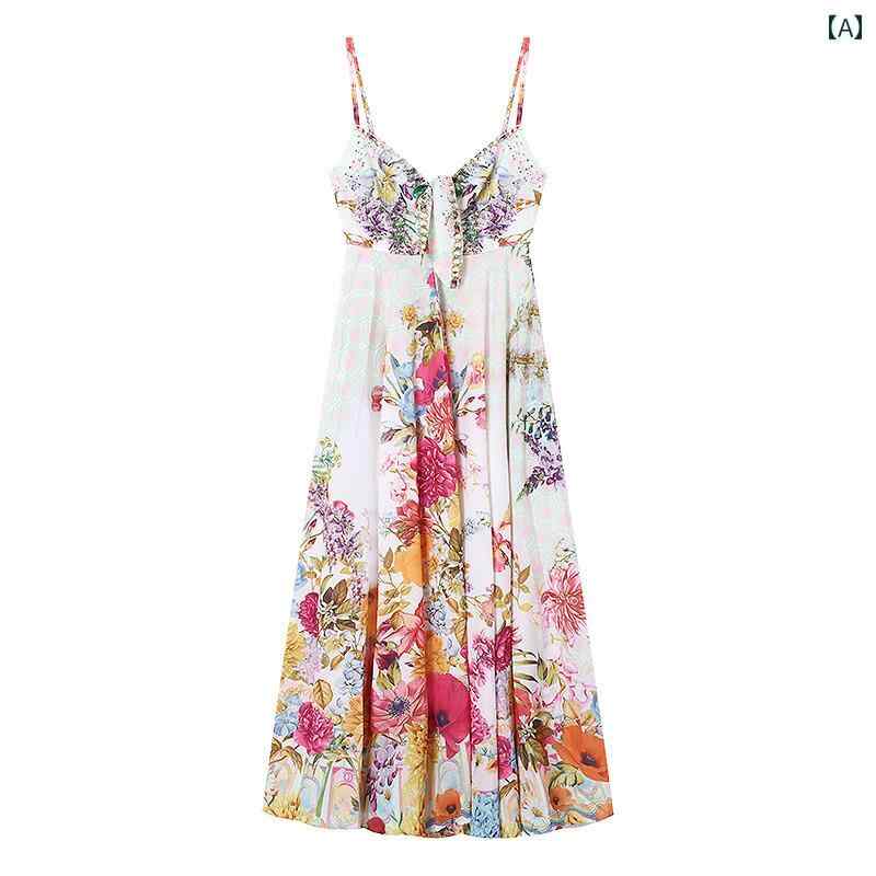 エレガント カラードレス ワンピース くみくみ カラフルな 花柄 プリーツ サスペンダー ドレス 女性 20..