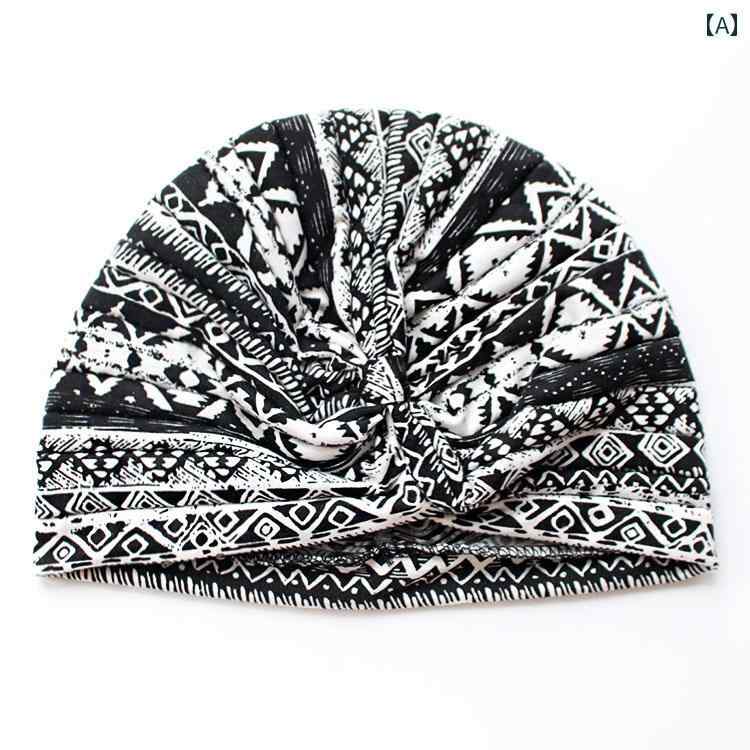 レディース スカーフ ファッション レトロ 絞り 染め プリーツ フレンチ ターバン レディ インド ハッ..