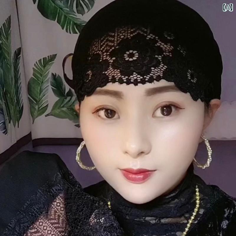 レディース ターバン ファッション スカーフ 快適 レースの 裾の 帽子 フード付きの ホーム ハット マ..