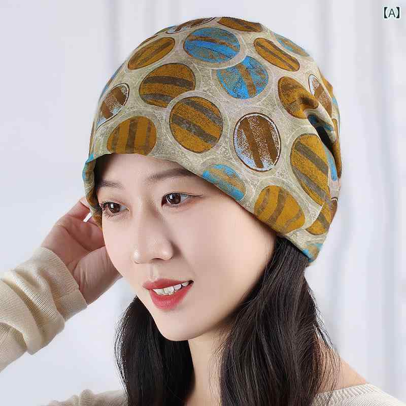 レディース ターバン ファッション スカーフ オール シーズン プリント スカーフ 帽子 白髪 カバー ダ..