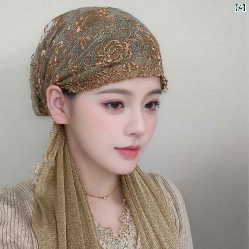 レディース ターバン ファッション スカーフ レディース 帽子 ショール ヘッド スカーフ バラの 刺繍 入り 包 頭 ネクタイ 旅行 写真 撮影 ターバン フード付き