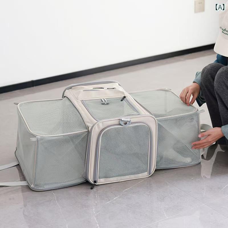 猫ちゃんの お散歩 グッズ 猫用 バッグ ポータブル 通気性 大型 猫 2匹と 犬用大容量 ペット用 テイクアウト ケージ
