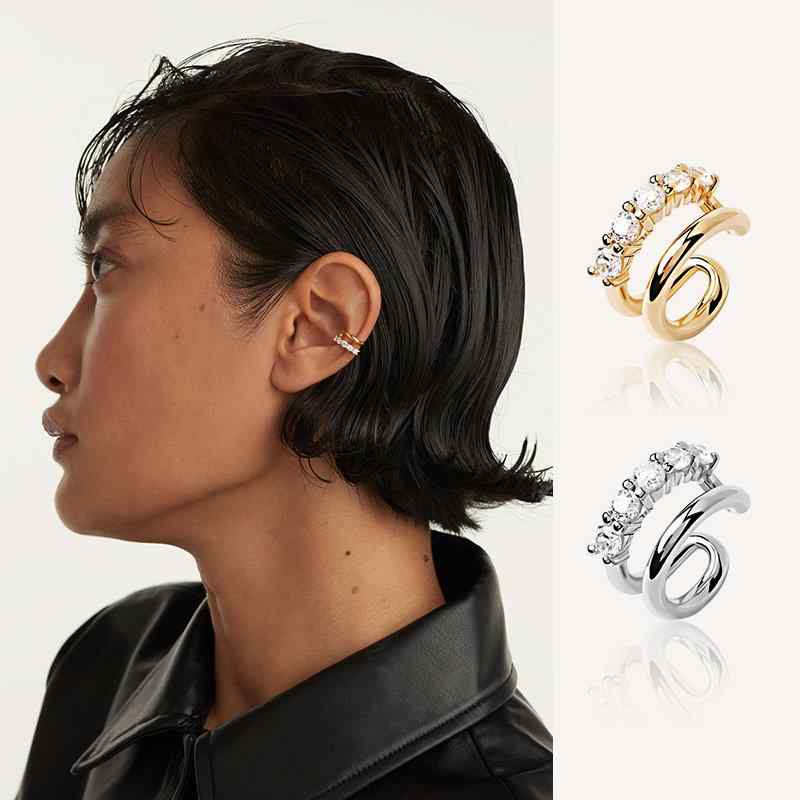 イヤーカフ レディース 秋冬 ゴールド 18K 金メッキ 軟骨ピアス 挟むだけ ノンホールピアス シンプル 上品 アクセサリー おしゃれ 高級感 イヤリング ジュエリー デイリー カジュアル オフィス プレゼント フェミニン エレガント 耳元 アクセント