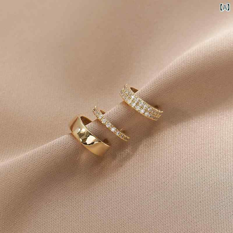 イヤー クリップ レディース イヤーカフ 耳 穴の ない レデイー スクール クリップの 3点 セット シンプルで ハイエンド フランスの 学生の 骨 クリップ 森の イヤリング