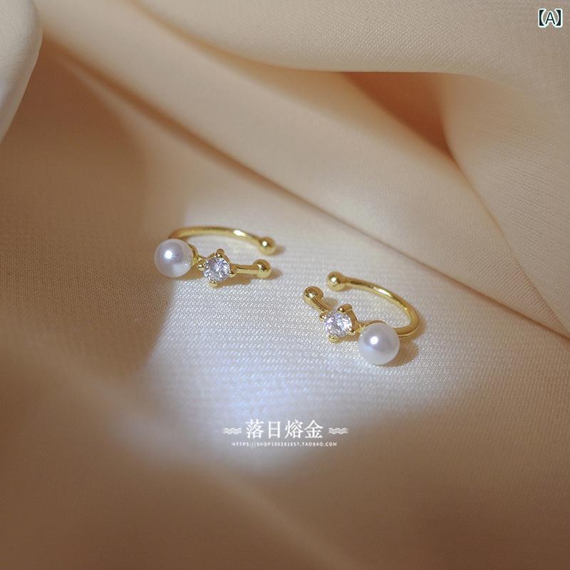 イヤー クリップ レディース イヤーカフ 925 スター リング シルバーパール イヤー ボーン クリップ 女性用 ピアスなし 軽い 贅沢 高級 イヤリング ファッションとの ジュエリー(4.0)