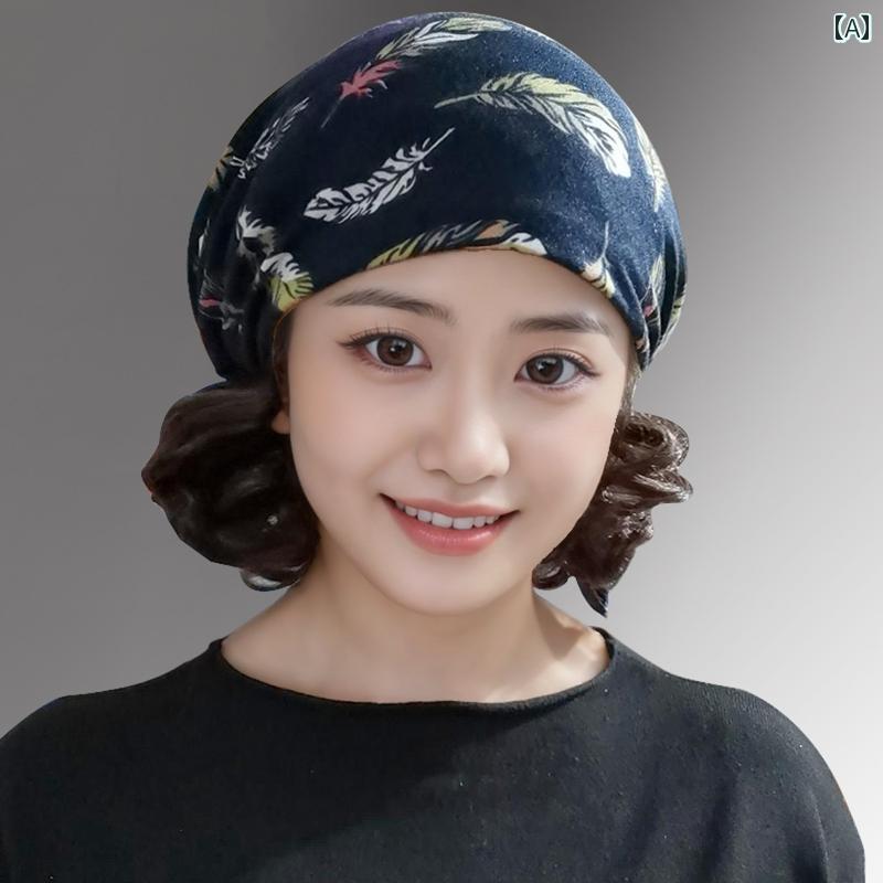 レディース スカーフ ファッション 2024年 ファッション 包 頭 帽子 女性用 秋冬 スタイル フード付き ..