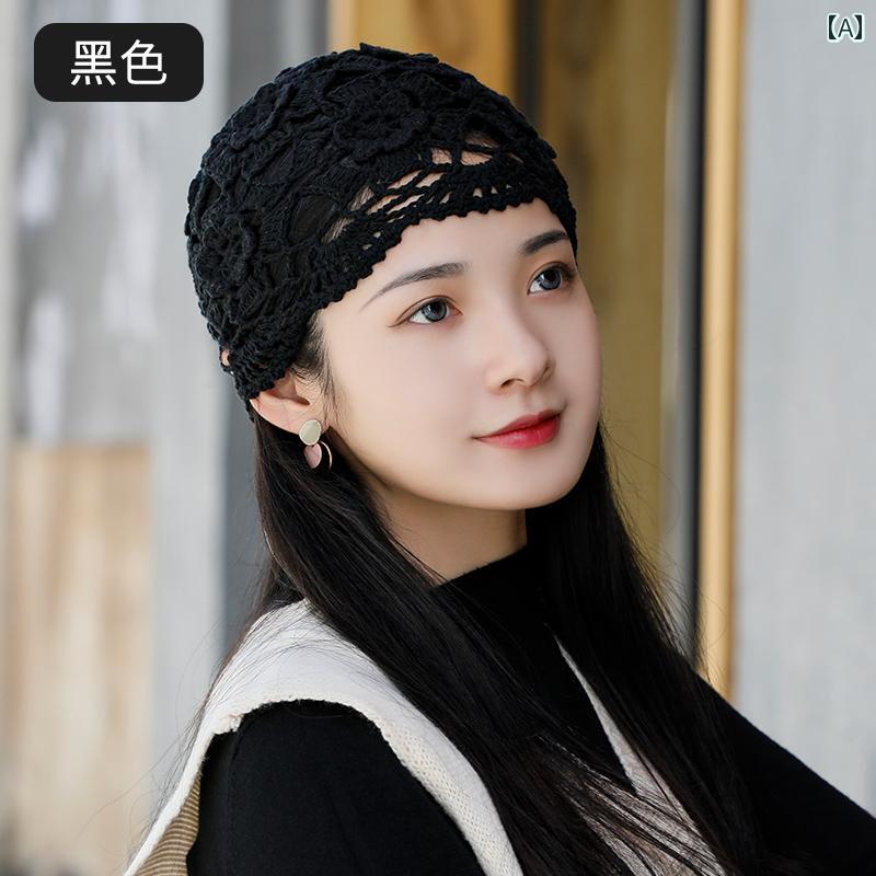 レディース スカーフ ファッション レディース 帽子 2024 かぎ 針 編み ヘッド バンド 花 包 頭 カバー..